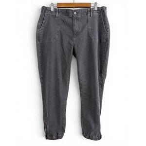 Paige Mayslie Women's Black Denim Utility Jogger Pants 33in Fits 36in Zip Ankle